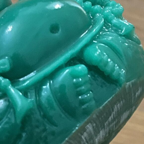 Green Laughing Buddha Figurine Resin Prosperity Statue Good Luck Decor - Picture 14 of 16